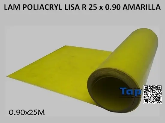 Imagen de LAM POLIACRYL LISA R 25 x 0.90 AMARILLA