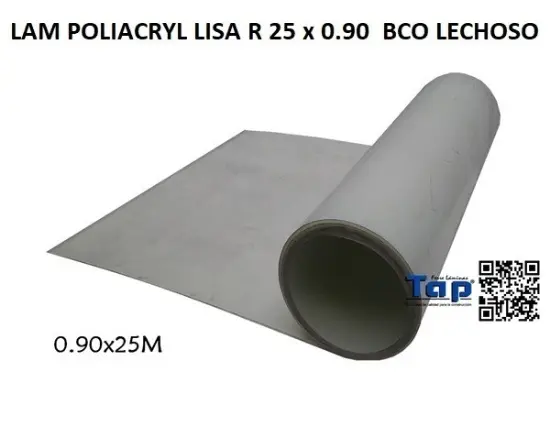 Imagen de LAM POLIACRYL LISA R 25 x 0.90  BCO LECHOSO