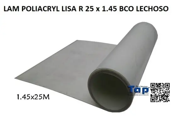 Imagen de LAM POLIACRYL LISA R 25 x 1.45 BCO LECHOSO