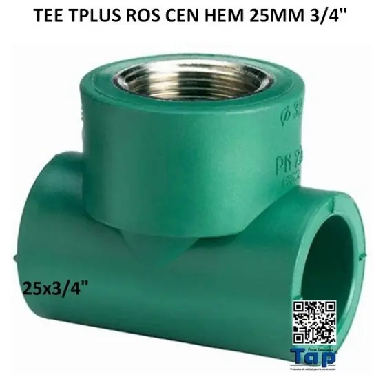 Imagen de TEE TPLUS ROS CEN HEM 25MM 3/4"