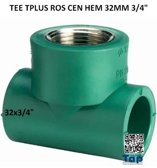 Imagen de TEE TPLUS ROS CEN HEM 32MM 3/4"