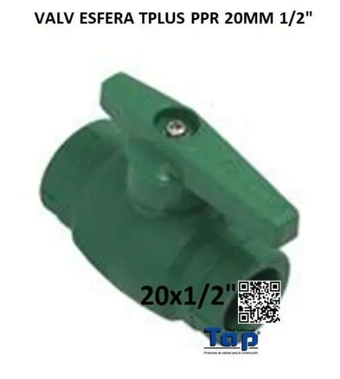 Imagen de VALV ESFERA TPLUS PPR 20MM 1/2"