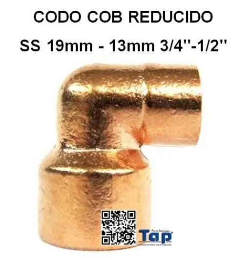 Imagen de CODO COB REDUCIDO SS 19mm - 13mm 3/4"-1/2"