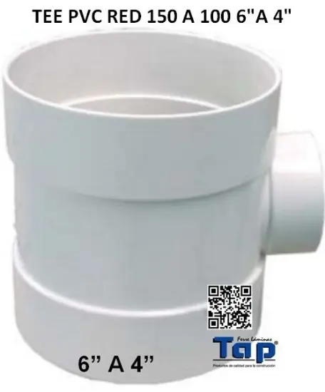 Imagen de TEE PVC RED 150 A 100 6"A 4"