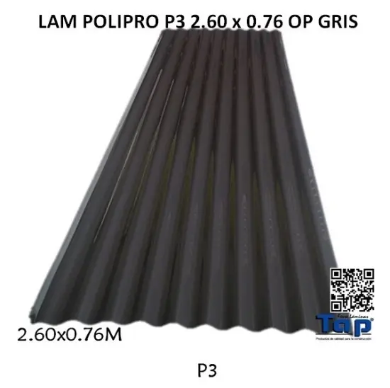 Imagen de LAM POLIPRO P3 2.60 x 0.76 OP GRIS