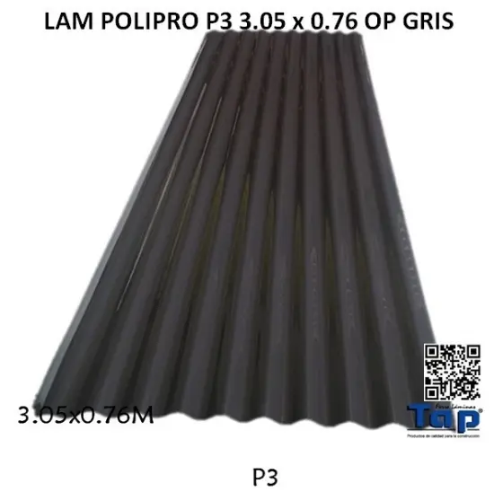 Imagen de LAM POLIPRO P3 3.05 x 0.76 OP GRIS