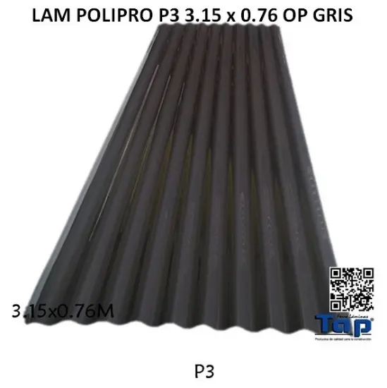 Imagen de LAM POLIPRO P3 3.15 x 0.76 OP GRIS
