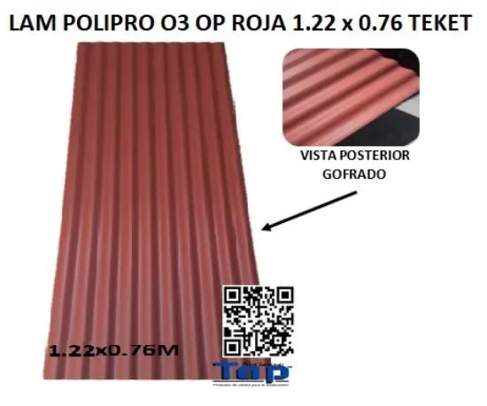 Imagen de LAM POLIPRO O3 OP ROJA 1.22 x 0.76 TEKET