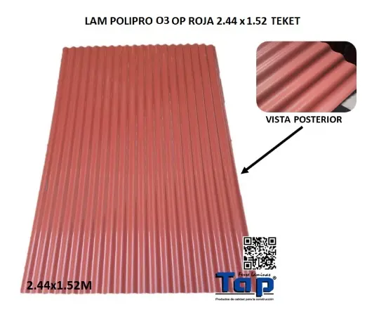 Imagen de LAM POLIPRO O3 OP ROJA 2.44 x 1.52 TEKET