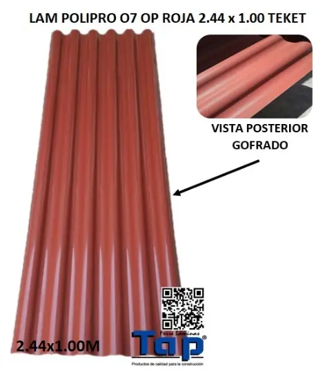 Imagen de LAM POLIPRO O7 OP ROJA 2.44 x 1.00 TEKET