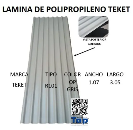 Imagen de LAMINA DE POLIPROPILENO T R101 OP GRIS