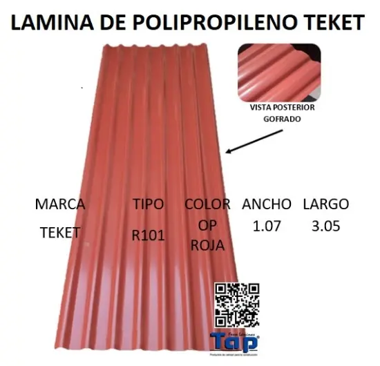 Imagen de LAMINA DE POLIPROPILENO T R101 OP ROJA