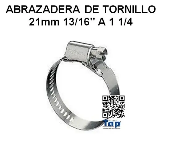 Imagen de ABRAZADERA DE TORNILLO 21mm 13/16" A 1 1/4
