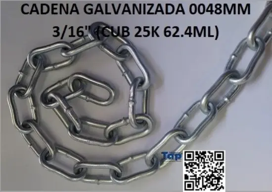 Imagen de CADENA GALVANIZADA 004.8MM 3/16" (CUB 25K 62.4ML)