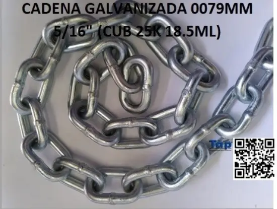Imagen de CADENA GALVANIZADA 007.9MM 5/16" (CUB 25K 18.5ML)