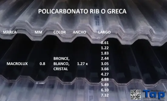 Imagen de POLICARBONATO RIB Y SOLIDO MEDIDAS