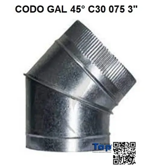 Imagen de CODO GAL 45° C30 075 3"