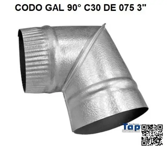 Imagen de CODO GAL 90° C30 DE 075 3"
