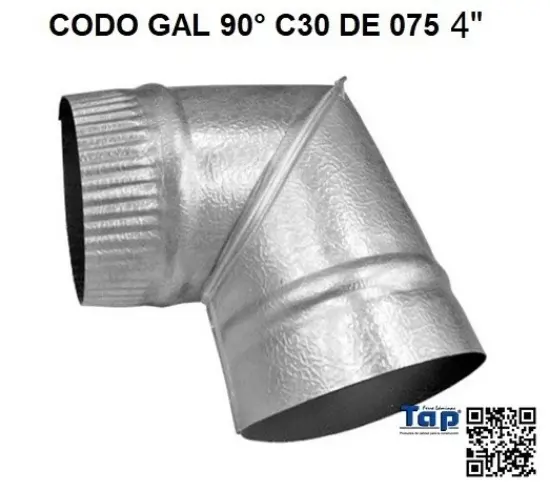 Imagen de CODO GAL 90° C30 DE 100 4"