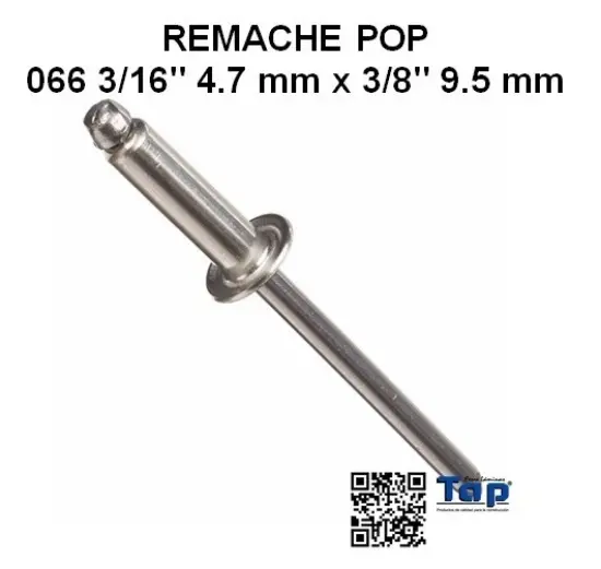 Imagen de REMACHE POP 066 3/16" 4.7 mm x 3/8" 9.5 mm