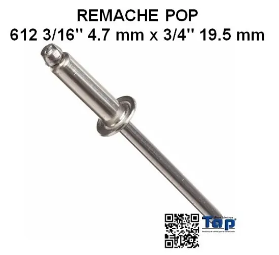 Imagen de REMACHE POP 612 3/16" 4.7 mm x 3/4" 19.5 mm