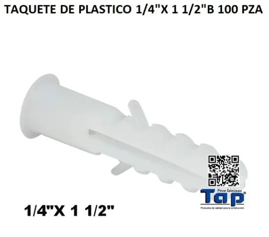 Imagen de TAQUETE DE PLASTICO 1/4"X 1 1/2"B 100 PZA