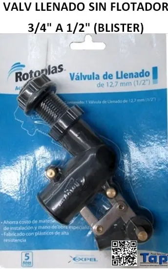 Imagen de VALV LLENADO SIN FLOTADOR 3/4" A 1/2" (BLISTER)