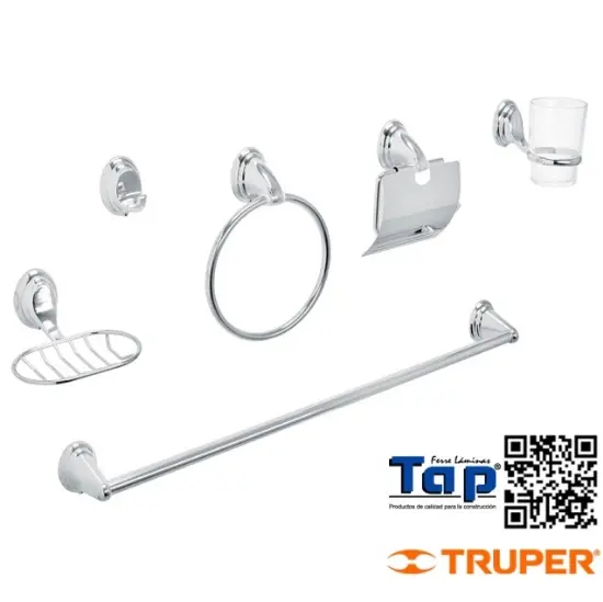 Imagen de ACC BAÑO CROMO CHAPETON OVALADO FOSET JGO 6 PZA