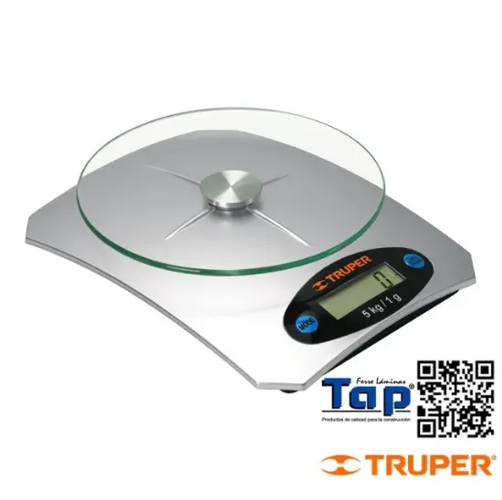 Imagen de BASCULA DIGITAL CAPACIDAD   5 KG P COCINA C PLATO DE VIDRIO
