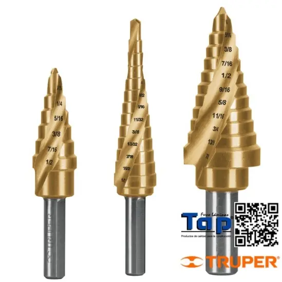 Imagen de BROCAS ESCALONADAS TITANIO TRUPER EXPERT JGO 3