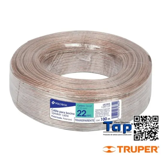 Imagen de CABLE POLARIZADO TRANSP P BOCINA 20 AWG ROLLO 100M