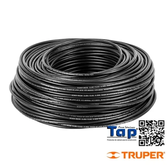 Imagen de CABLE THHW-LS 10 AWG NEGRO VOLTECK ROLLO 100M