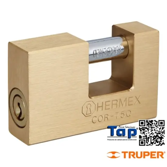 Imagen de CANDADO ANTIPALANCA 75 MM CUERPO LATON LLAVE PUNTOS