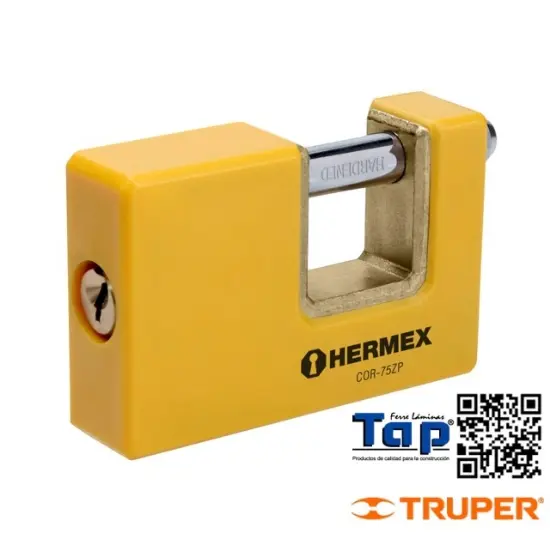 Imagen de CANDADO ANTIPALANCA 75 MM CUERPO METALICO HERMEX