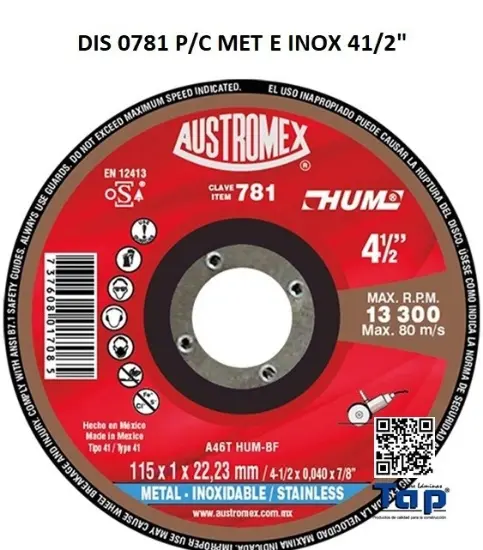 Imagen de DIS 0781 P/C MET E INOX 41/2"