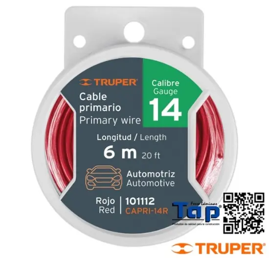 Imagen de CABLE PRIMARIO ROJO CAL 10 TRUPER CARRETE C   2.5 M
