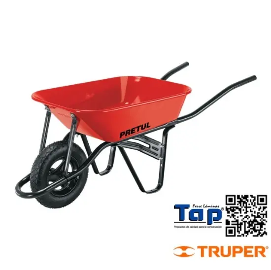 Imagen de CARRETILLA 3.5 FT3 ROJA NEUMATICA BASTIDOR TUBULAR PRETUL