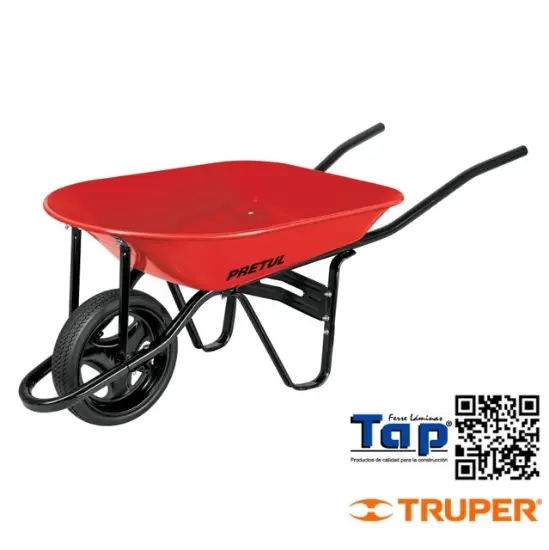 Imagen de CARRETILLA 4.5 FT3 ROJA IMPONCHABLE BASTIDOR TUBULAR,PRETUL