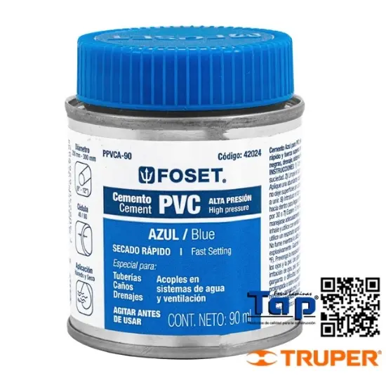 Imagen de CEMENTO AZUL P PVC EN BOTE  90 ML ALTA PRESION FOSET