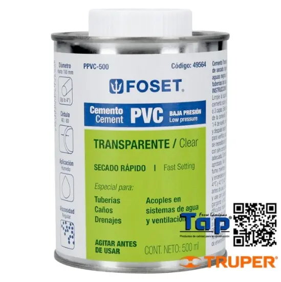 Imagen de CEMENTO P PVC EN BOTE 500 ML BAJA PRESION FOSET