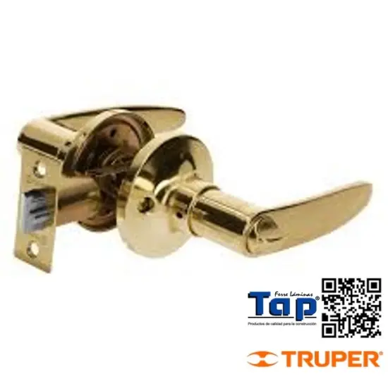 Imagen de CERRADURA MANIJA P RECAMARA LATON BRILLANTE CILINDRO LATON