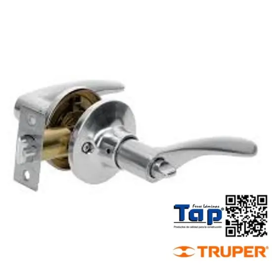 Imagen de CERRADURA MANIJA RECAMARA CROMO MATE CIL METALICO HERMEX