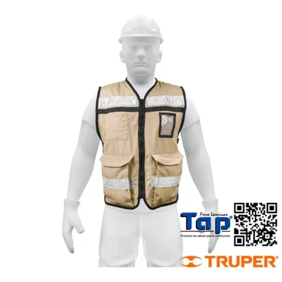Imagen de CHALECO BRIGADISTA C CINTAS REFLEJANTES COLOR BEIGE