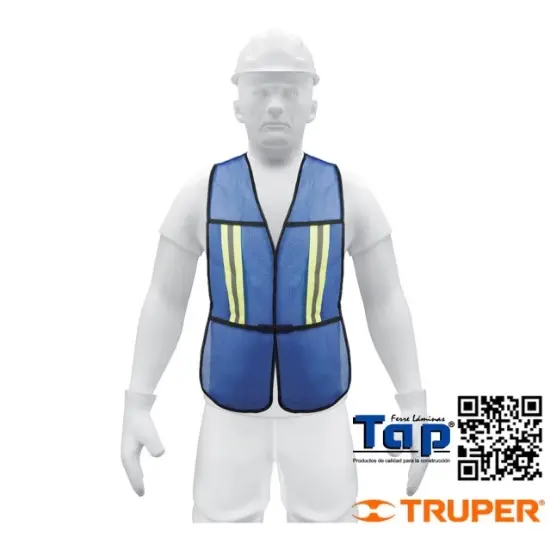 Imagen de CHALECO SEGURIDAD C CINTAS REFLEJANTES AZUL PRETUL