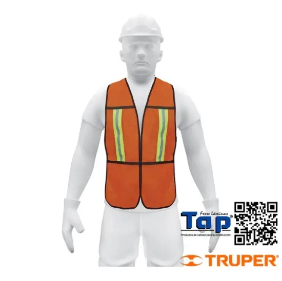 Imagen de CHALECO SEGURIDAD C CINTAS REFLEJANTES NARANJA PRETUL