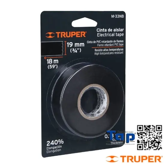 Imagen de CINTA AISLAR 18 MX19 MM NEGRA EN BLISTER TRUPER