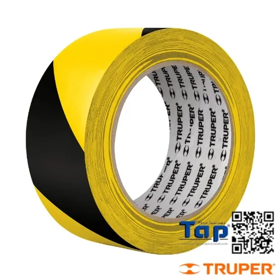 Imagen de CINTA DELIMITADORA AMARILLA / NEGRO TRUPER ROLLO 33M