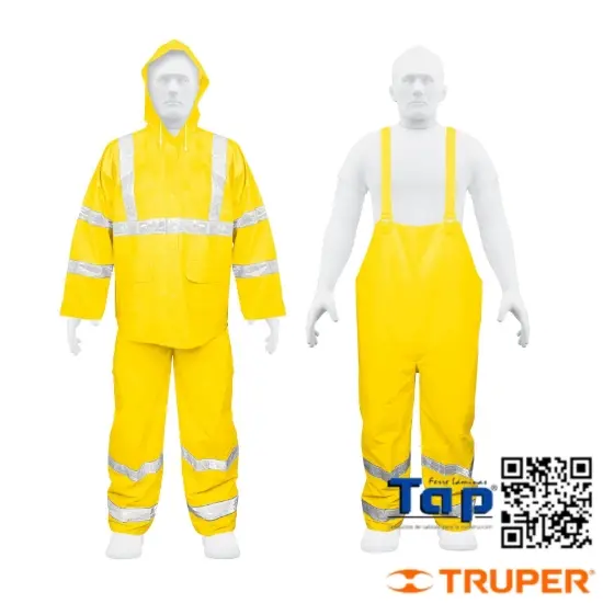 Imagen de IMPERMEABLE DOBLE CAPA CONJUNTO AMARILLO C REFLEJANTE G