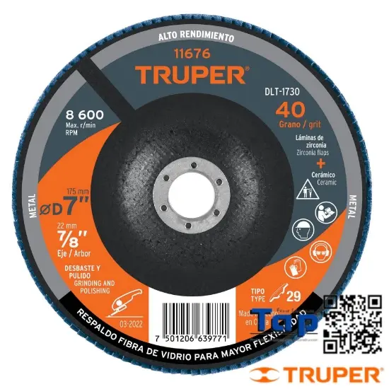 Imagen de DISCO 175 7" LAMINADO GRANO  40 CENTRO 022 7/8" TRUPER