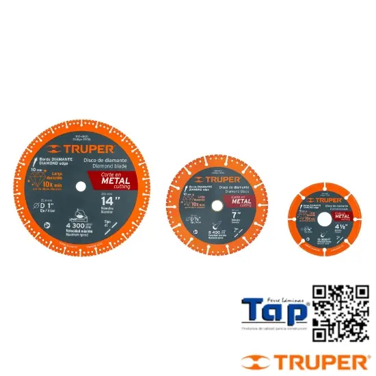 Imagen de DISCO DIAMANTE 113 4-1/2"X1.4 MM P CORTE METAL,TRUPER